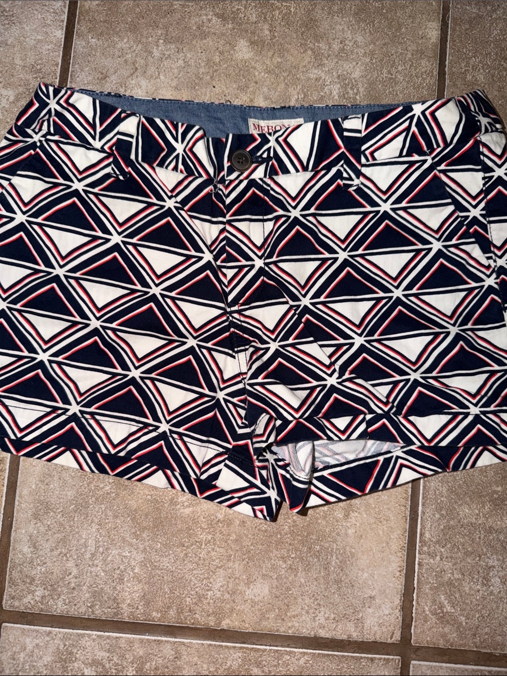 Merona Geometric Print Jean Shorts - Navy, White & Red Accents